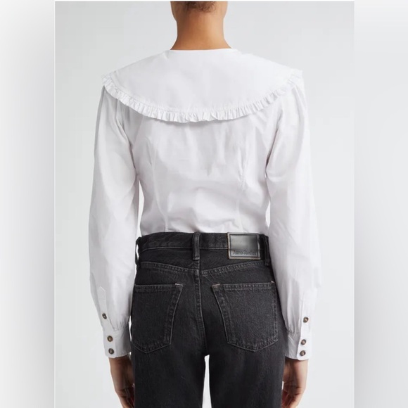GANNI ruffle collar poplin button up NWOT size 34/ US 2 - Picture 9 of 16